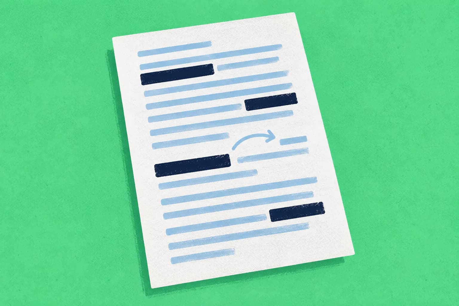 A document with private details replaced by dark blocks